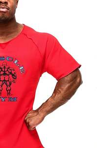 メンズオーバーサイズ100% コットンジムTシャツ厚手ニット生地キャラクター柄ラグトップスタイル - Product Image 4