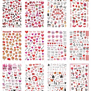 <span class=keywords><strong>Amour</strong></span> coeur Design 3D autocollant pour ongles pour la saint-valentin coloré coeur auto-adhésif curseur décalcomanies manucure décoration - Product Image 4