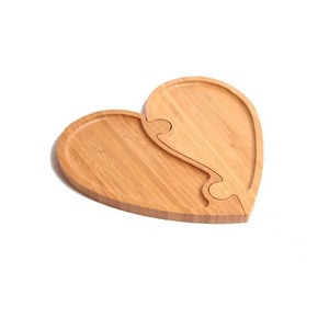 Solid Wood Interlocking Heart Shaped <b>Tray</b> For Valentine's Day Home Use Fruit Snack Storage - Product Image 3