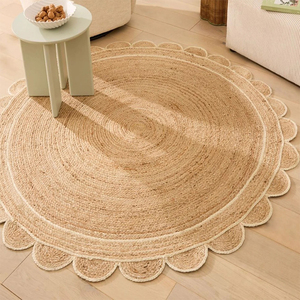 Alfombra redonda de yute, tapete de fibra natural para mesa de comedor, debajo de la mesa de café y para la zona de chimenea, decoración boho. - Product Image 2