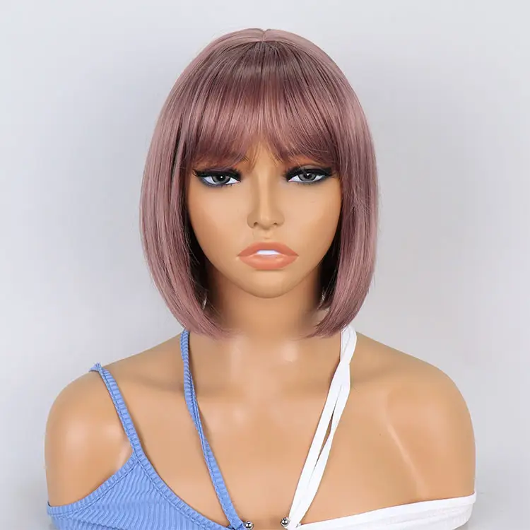 FH Factory Wholesale Fashion Fiber Wig Synthetic Hair Free Part Machine Made Cheap Synthetic Wigs For Black White Women