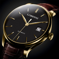 Pour LOBINNI personnalisé luxe hommes montre mécanique résistant à l'eau automatique montre-bracelet bracelet en cuir Miyota classique Design Simple