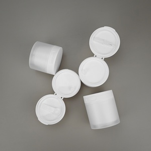 Vente en gros de pots en plastique PP élégants de 50g, 100g, 120g, 150g, contenants pour crème cosmétique givrés avec cuillère, pots pour tampons de coton avec pince - Product Image 3