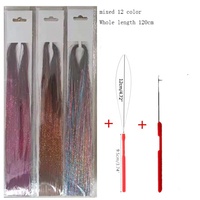 Kit de guirlandes de cheveux en gros 12 couleurs perruques laser brillantes outil d'extension de cheveux de guirlandes colorées fête faits saillants perruque de paillettes pour les femmes