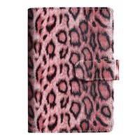 Carnet à spirales A6 à imprimé léopard avec fermoir magnétique, logo personnalisé en relief pour agenda de poche, journal de voyage, coffret cadeau