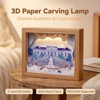 Sculpture en papier 3D de haute qualité avec impression UV et éclairage LED, décoration murale encadrée pour cadeau