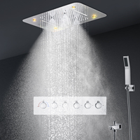 2026 Ensemble de panneau de douche LED multifonction pour plafond, avec jets pluie et cascade, et mitigeur thermostatique avec inverseur