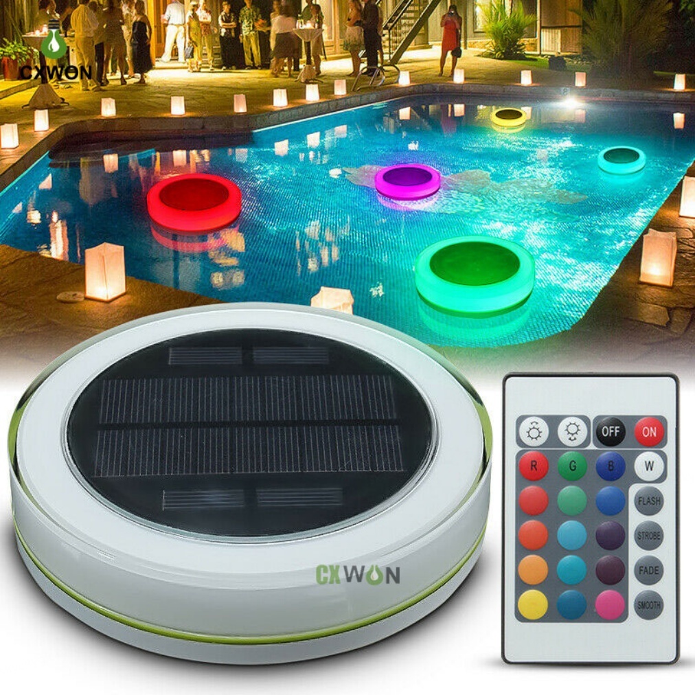 Solar Powered Pool Lamp RGB LED Garden Lights Outdoor Swimming Pool Fountain Lamp Water Float Pond Lighting Party Decoration