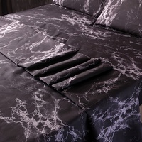 Parure de draps ajustés 3 pièces en satin tricoté 100 % polyester de luxe, sans plis, écologique, 200 fils, style américain, motifs floraux, doux pour les cheveux