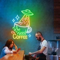 Enseigne néon LED 'Nous avons besoin de café', Décoration murale néon pour cuisine, café, Cadeau amusant pour les amateurs d'art science-fiction, Écran d'affichage électronique