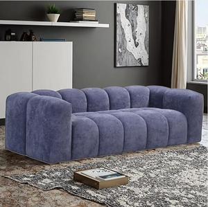 लिविंग रूम तीन सीट समकालीन कपड़े सोफे के साथ फिक्स्ड सीट और बैक कुशन उच्च घनत्व फोम फैशन सरल व्यक्तित्व - Product Image 6