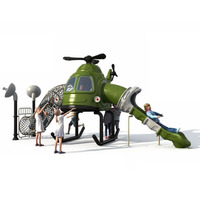 Ensemble d'équipements de jeux d'extérieur pour enfants, personnalisé, sur le thème vert militaire, pour parcs et complexes hôteliers, avec toboggan tubulaire en spirale et balançoire