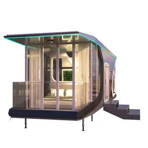 Rumah Modular genggam Modern, rumah kapsul luar angkasa rumah Prefab dengan dapur dan kamar mandi