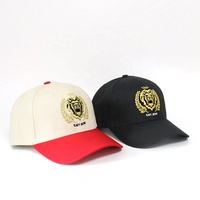 Casquette de baseball structurée en sergé de coton de haute qualité avec broderie 3D Lion Doré, personnalisable, bicolore, OEM, 6 panneaux