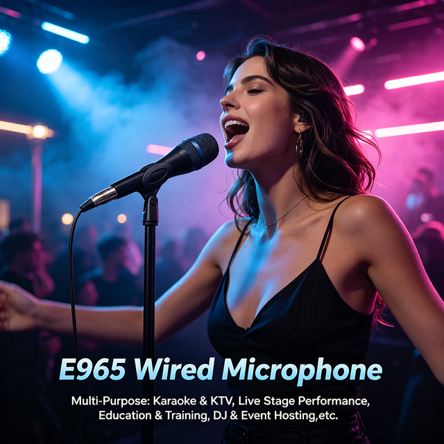 Professional E965 Handheld Wired Condenser Microphone Noise Reduction for KTV Karaoke Live Stage Performance Meeting Speech