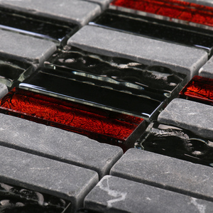 Gạch Ốp Lát Cổ Màu Xám Đá Mozaik Bắn Nền Nhà Bếp Màu Đỏ Và Đen Mạ Điện - Product Image 4