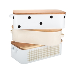 Cream White <strong>Kitchen</strong> Storage Canisters Set <strong>Square</strong> Metal Storage <strong>Bins</strong> - Product Image 1
