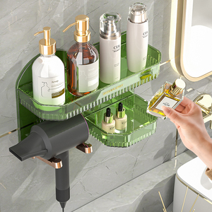 Étagère murale de rangement pour sèche-cheveux de salle de bain, étagères de présentation en plastique, articles ménagers - Product Image 3
