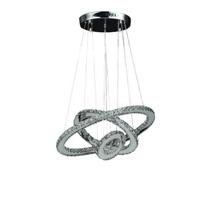 Lámpara Colgante DB Eira Triple Hoop de 11.8 Pulgadas, LED, Cristal, Control Remoto, Altura Ajustable, Lámpara de Araña Moderna, Iluminación Interior - Product Image 1