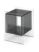 Table de chevet moderne en verre acrylique avec 1 tiroir, style nordique, pour chambre à coucher