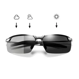 Venta al por mayor gafas de ojo de los hombres de visión nocturna-Gafas de sol fotocromáticas de Metal para hombre, lentes polarizadas para conducir, camaleón, cambian de Color, visión nocturna y diurna, 3043