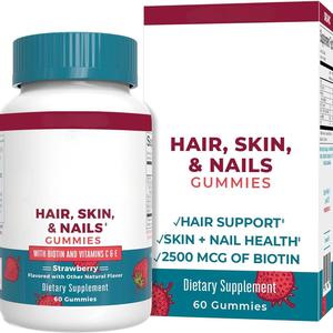 OEM Biotin Gummies für die Haar haut Nagel pflege Schönheits produkte Vitamine für das Haar wachstum Nagel gesundheit Verbessern Sie die Immunität Gesundheits wesen - Product Image 1