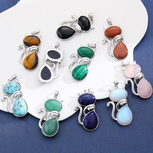 Ciondolo all'ingrosso di cristallo naturale carino a forma di gatto Opalite <span class=keywords><strong>avventurina</strong></span> <span class=keywords><strong>verde</strong></span> quarzo rosa ciondolo curativo di cristallo. - Product Image 4