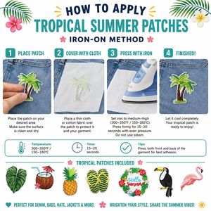 Parches bordados termoadhesivos y para coser a granel con diseños hawaianos: Aloha, Palmera, Tiki, Piña, Flamenco, Cóctel, Monstera - Product Image 2