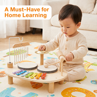 Wooden Musical Instrument Set Montessori Percussion Toy Drum Cymbal Xylophone Chime Rhythm Learning Activity