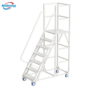 Entrepôt de sécurité personnalisé Plate-forme mobile roulante <span class=keywords><strong>en</strong></span> aluminium Camion échelle échelle avec mains courantes et roues Entrepôt échelle <span class=keywords><strong>d</strong></span>'escalade - Product Image 3