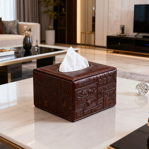 Bán buôn hình chữ nhật PU da mô hộp bìa biểu tượng tùy chỉnh khăn ăn mặt giấy Dispenser thiết kế hiện đại từ dưới - Product Image 1