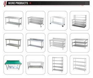 Nhà hàng bàn làm việc hai lớp thép không gỉ bàn làm việc thương mại thép không gỉ bàn làm việc với kệ - Product Image 2