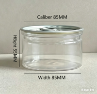 Bocaux en plastique transparents à ouverture facile avec couvercle à anneau, pour emballage alimentaire, thon, aliments pour animaux de compagnie, 250 ml