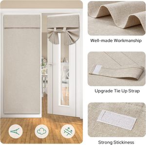 DaiRui stile francese nastro magico senza foratura lino-look poli tenda porta termoisolante porta porta porta oscurante tenda - Product Image 5