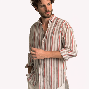Camicia da <span class=keywords><strong>uomo</strong></span> <span class=keywords><strong>in</strong></span> cotone a manica lunga estiva nuovi vestiti di moda per <span class=keywords><strong>uomo</strong></span> top magliette Casual camicie a righe - Product Image 5