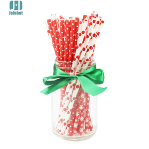 Christmas <b>Paper</b> Straws 8 Mm Disposable <b>Biodegradable</b> For Party Drinks - Product Image 4