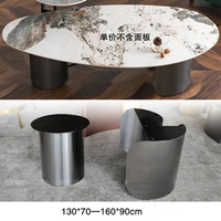 Nouveau Design 2 Niveau Pierre Salon Meubles Fer Jambe Fil Côté Table Basse Moderne Bronze Table Basse Ronde En Bois