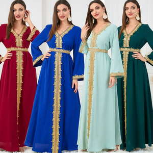 Nouvelle Robe Islamique 2026 pour <span class=keywords><strong>Femme</strong></span> avec Col Apparent, Broderie, Style Dubaï, Col en V, Veste Décontractée Musulmane - Product Image 5