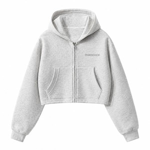 เสื้อฮู้ดดี้โอเวอร์ไซส์สีเทาล้วนแบบสวมใส่ได้ทั้งชายและหญิง  ผ้าโพลีเอสเตอร์/คอตตอน  ปักลาย  ซิปหน้า  ทรงครอป  สไตล์ลำลอง  สำหรับฤดูใบไม้ร่วง - Product Image 1