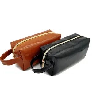 Toptan el yapımı deri erkek çantası-Toptan özel erkek tıraş çantası kişiselleştirilmiş deri erkek çantası makyaj çantası su geçirmez seyahat makyaj çantaları