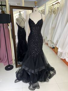 Vestido de Noche Elegante Azul Claro sin Mangas con Volantes y Diseño de Sirena, con Espalda de Encaje Bordado, Nuevo Diseño <span class=keywords><strong>para</strong></span> Fiesta de Graduación, Compra al por Mayor - Product Image 5