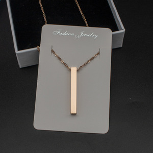PVD Gold Plated Stainless Steel Four-Sided 3D Bar Pendant Necklace With O Link Chain Engravable With Fiber Laser Machine - Product Image 4