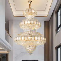 Lustre en cristal LED de luxe pour villa, grand escalier intérieur, hall d'entrée élégant, hôtel duplex, salle de banquet de mariage, luminaire suspendu