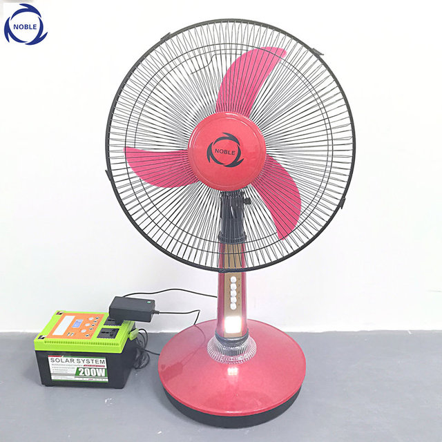Hot Selling 16 Inch Table Fan Portable Solar AC DC With LED Light Function New Design Three Wind Speed Mechanical Plastic