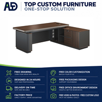 Ensemble de bureau et chaise de direction en MDF avec armoire latérale, mobilier au design moderne pour espace de travail d'entreprise