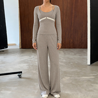 Ensemble de vêtements de détente extensibles pour femmes, 3 pièces, débardeur uni, pantalon droit à jambes longues, longueur genou