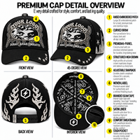 Topi Baseball Snapback Unisex dengan Pinggiran Melengkung, Lapisan Satin Custom, Bordir Manik-Manik Warna Hitam Solid, Emblem Bintang, dan Penutup Kancing yang Dapat Disesuaikan