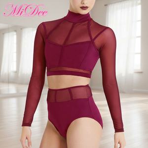 Ensemble de costumes de danse <span class=keywords><strong>jazz</strong></span> MiDee au design moderne pour femmes adultes, haut court et pantalon triangulaire pour la scène - Product Image 1