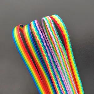 Jacquard arc-en-ciel coloré lacets plats pour chaussures pour enfants