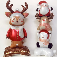 Ballon en film d'aluminium en forme de lampadaire de Noël, motif animal de dessin animé, style nouveau, pour décorations de fête de Noël transfrontalières